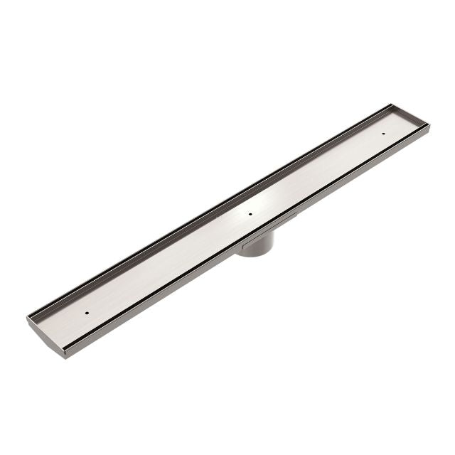 Nero Tile Insert V Channel Floor Grate 89mm Outlet With Hole Saw Brushed Nickel NRFG001HSBN - The Blue Space