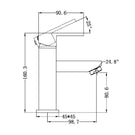 Technical Drawing Nero Vibe Square Basin Mixer Chrome NR200701CH - The Blue Space