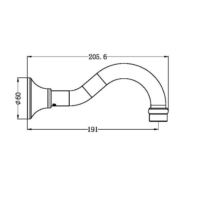 Technical Drawing Nero York Basin/Bath Spout Only Chrome NR692103CH - The Blue Space