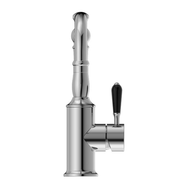 Buy Nero York Basin Mixer Hook Spout With Black Porcelain Lever Chrome NR69210203CH - The Blue Space