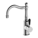 Nero York Basin Mixer Hook Spout With Black Porcelain Lever Chrome NR69210203CH - The Blue Space