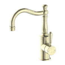 Nero York Basin Mixer Hook Spout With Metal Lever Aged Brass NR69210202AB - The Blue Space