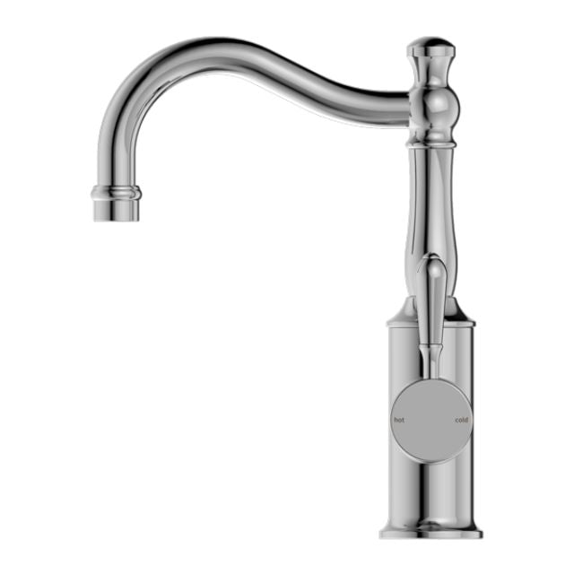 Buy Online Nero York Basin Mixer Hook Spout With Metal Lever Chrome NR69210202CH - The Blue Space