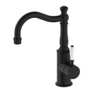 Nero York Basin Mixer Hook Spout With White Porcelain Lever Matte Black NR69210201MB - The Blue Space