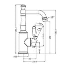 Technical Drawing Nero York Basin Mixer With Metal Lever Aged Brass NR69210102AB - The Blue Space