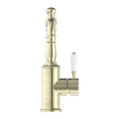 Buy Online Nero York Basin Mixer With White Porcelain Lever Aged Brass NR69210101AB - The Blue Space