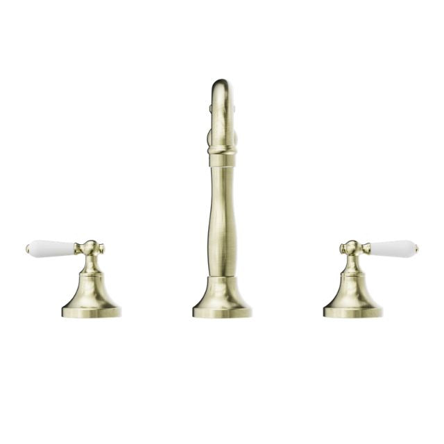 Buy Online Nero York Basin Set With White Porcelain Lever Aged Brass NR692102a01AB - The Blue Space