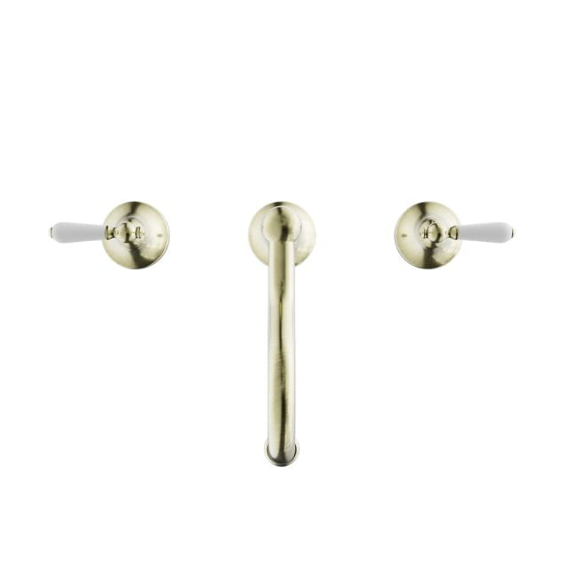 Buy Nero York Basin Set With White Porcelain Lever Aged Brass NR692102a01AB - The Blue Space