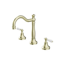 Nero York Basin Set With White Porcelain Lever Aged Brass NR692102a01AB - The Blue Space