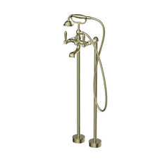 Nero York Freestanding Bath Set With Metal Hand Shower Aged Brass NR692103a02AB - The Blue Space