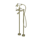 Nero York Freestanding Bath Set With White Porcelain Hand Shower Aged Brass NR692103a01AB - The Blue Space