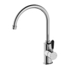 Nero York Kitchen Mixer Gooseneck Spout With Black Porcelain Lever Chrome NR69210603CH - The Blue Space