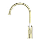 Buy Nero York Kitchen Mixer Gooseneck Spout With White Porcelain Lever Aged Brass NR69210601AB - The Blue Space