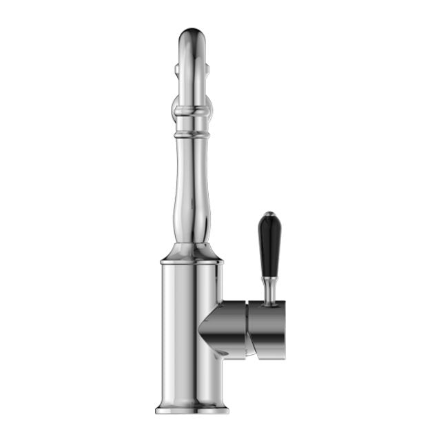 Buy Nero York Kitchen Mixer Hook Spout With Black Porcelain Lever Chrome NR69210703CH - The Blue Space