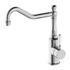 Nero York Kitchen Mixer Hook Spout With White Porcelain Lever Chrome NR69210701CH - The Blue Space