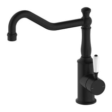 Nero York Kitchen Mixer Hook Spout With White Porcelain Lever Matte Black NR69210701MB - The Blue Space