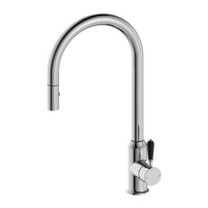Nero York Pull Out Sink Mixer With Vegie Spray Function With Black Porcelain Lever Chrome NR69210803CH - The Blue Space