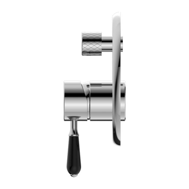 Buy Nero York Shower Mixer With Diverter With Black Porcelain Lever Chrome NR692109a03CH - The Blue Space