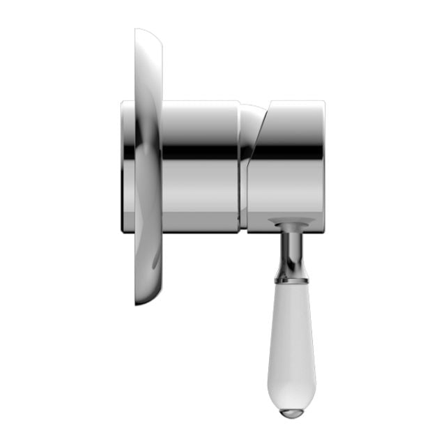 Buy Nero York Shower Mixer With White Porcelain Lever Chrome NR69210901CH - The Blue Space
