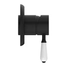 Buy Nero York Shower Mixer With White Porcelain Lever Matte Black NR69210901MB - The Blue Space
