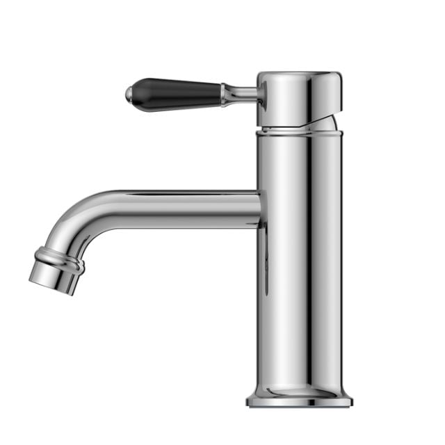 Buy Nero York Straight Basin Mixer With Black Porcelain Lever Chrome NR692101b03CH - The Blue Space