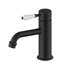 Nero York Straight Basin Mixer With White Porcelain Lever Matte Black NR692101b01MB - The Blue Space