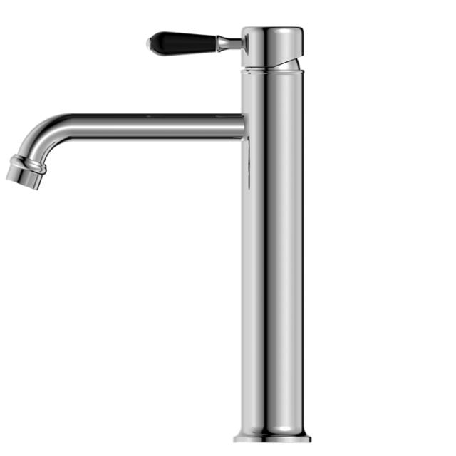 Buy Online Nero York Straight Tall Basin Mixer With Black Porcelain Lever Chrome NR692101a03CH - The Blue Space