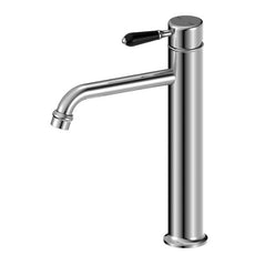 Nero York Straight Tall Basin Mixer With Black Porcelain Lever Chrome NR692101a03CH - The Blue Space