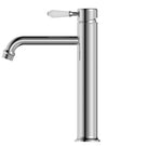 Buy Online Nero York Straight Tall Basin Mixer With White Porcelain Lever Chrome NR692101a01CH - The Blue Space