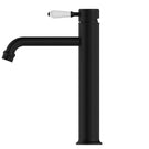 Buy Online Nero York Straight Tall Basin Mixer With White Porcelain Lever Matte Black NR692101a01MB - The Blue Space