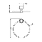 Technical Drawing Nero York Towel Ring Aged Brass NR6980AB - The Blue Space