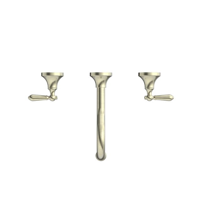 Buy Online Nero York Wall Basin Set with Metal Lever - Aged Brass NR692107a02AB - The Blue Space