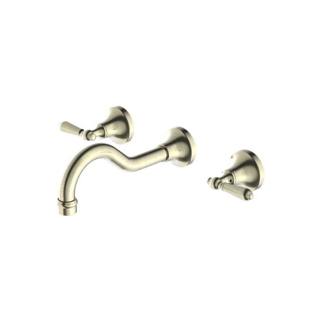 Nero York Wall Basin Set with Metal Lever - Aged Brass NR692107a02AB - The Blue Space