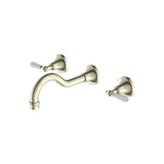 Nero York Wall Basin Set With White Porcelain Lever Aged Brass NR692107a01AB - The Blue Space