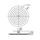 Technical Drawing Nero Zen SS316L 300mm Round Shower Head Brushed Bronze NR508041BZ - The Blue Space