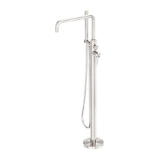 Nero Zen SS316L Freestanding Bath Mixer Brushed Nickel NR162203a02BN - The Blue Space