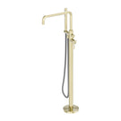 Nero Zen SS316L Freestanding Bath Mixer With Outdoor Shower Hose Brushed Gold NR162203a01BG - The Blue Space