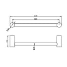 Technical Drawing Nero Zen SS316L Hand Towel Rail Graphite NR1680aGR - The Blue Space