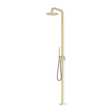 Nero Zen SS316L Outdoor Freestanding Shower Column Brushed Gold NR162205aBG - The Blue Space