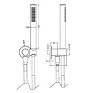 Technical Drawing Nero Zen SS316L Shower On Bracket Brushed Gold NR162205d02BG - The Blue Space