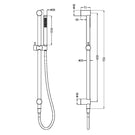 Technical Drawing Nero Zen SS316L Shower Rail With Outdoor Shower Hose Brushed Bronze NR162205b01BZ - The Blue Space