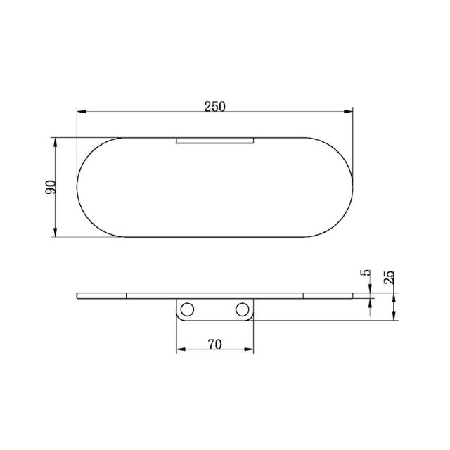 Technical Drawing Nero Zen SS316L Soap Dish Holder Brushed Nickel NR1681BN - The Blue Space