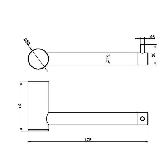 Technical Drawing Nero Zen SS316L Toilet Roll Holder Brushed Nickel NR1686BN - The Blue Space