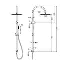 Technical Drawing Nero Zen SS316L Twin Shower Brushed Nickel NR162205c02BN - The Blue Space