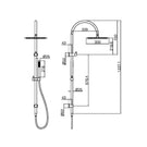 Technical Drawing Nero Zen SS316L Twin Shower With Outdoor Shower Hose Brushed Gold NR162205C01BG - The Blue Space