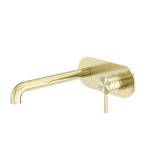 Nero Zen SS316L Wall Basin/Bath Mixer 230mm Spout Brushed Gold NR162210a230BG - The Blue Space