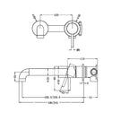 Technical Drawing Nero Zen SS316L Wall Basin/Bath Mixer Separate Back Plate 185mm Spout Brushed Bronze NR162210b185BZ - The Blue Space