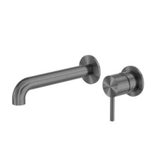 Nero Zen SS316L Wall Basin/Bath Mixer Separate Back Plate 185mm Spout Graphite NR162210b185GR - The Blue Space