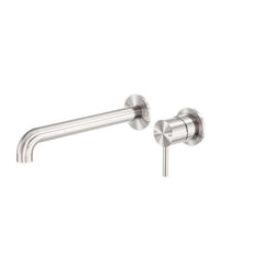 Nero Zen SS316L Wall Basin/Bath Mixer Separate Back Plate 230mm Spout Brushed Nickel NR162210b230BN - The Blue Space