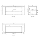 Technical Drawing Cabinet Otti Bondi 1200mm Fluted Wall Hung Curve Vanity Satin White - The Blue Space